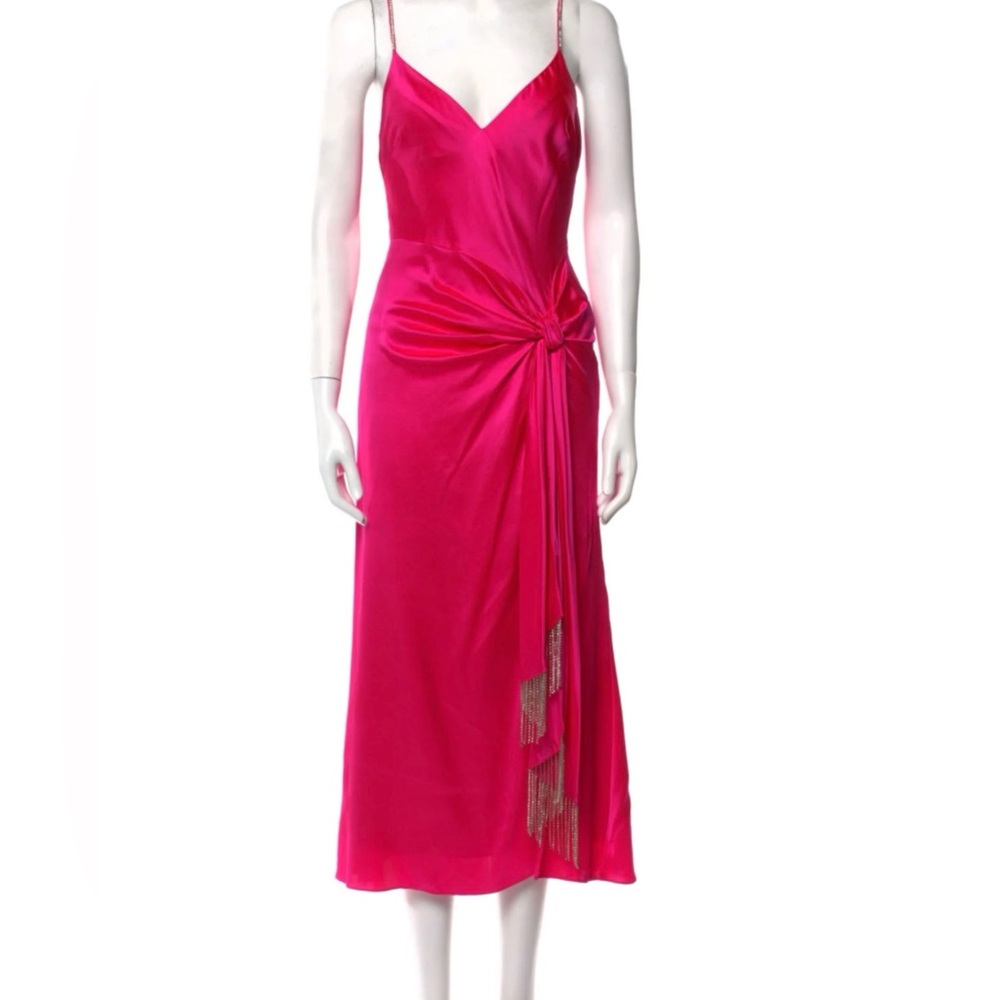 Cinq a Sept woman silk hot pink dress new size 8 mid-long new with tag